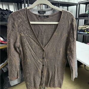 Peruvian Connection Brown Patterned Cardigan